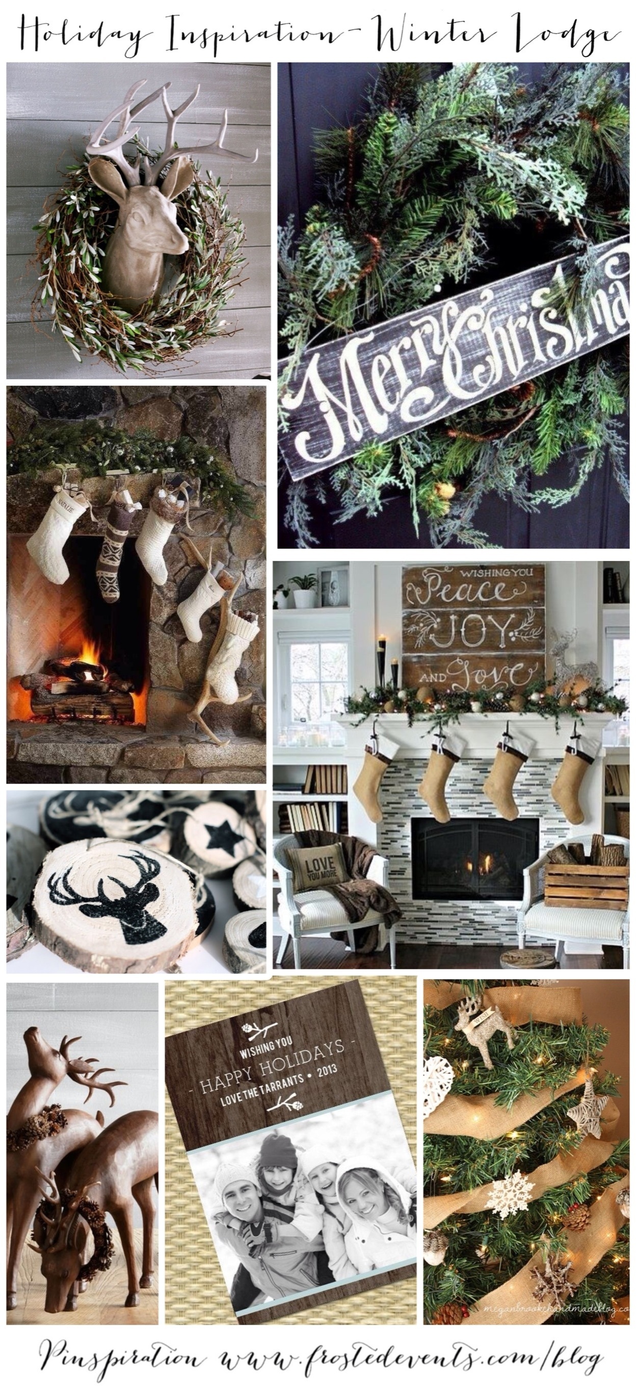 Holiday Inspiration- Winter Lodge www.frostedevents.com Natural Rustic Christmas Ideas
