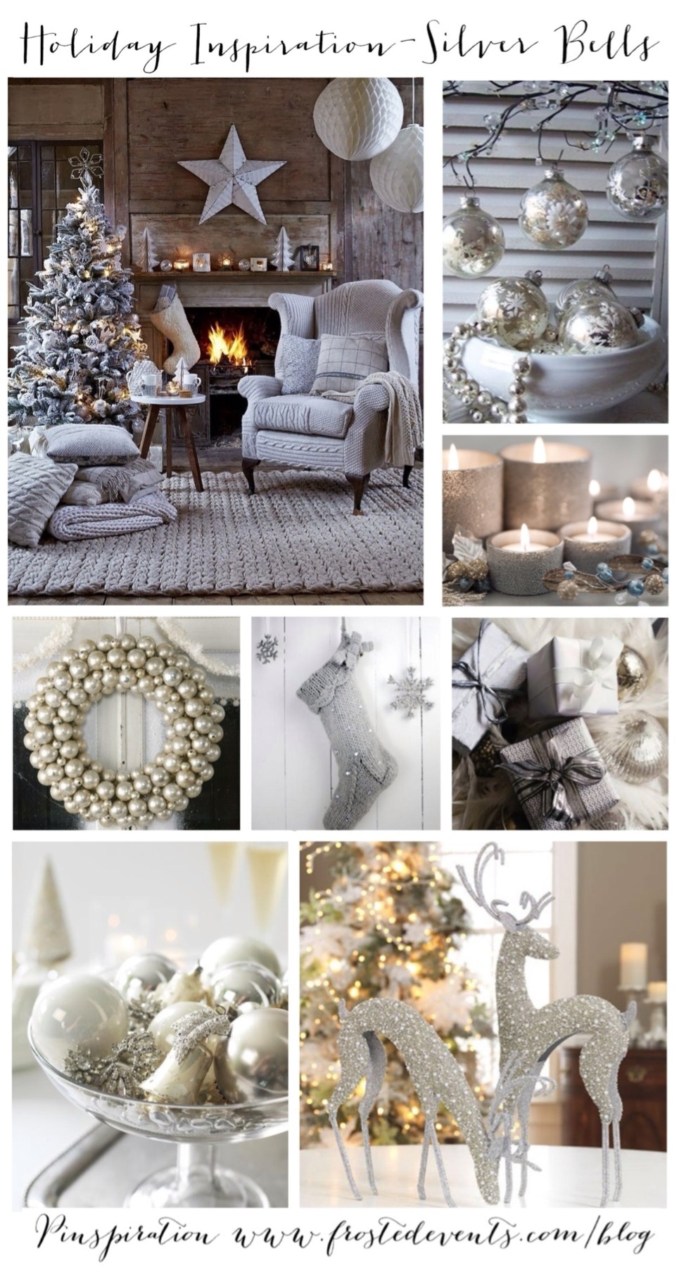 Holiday Inspiration- Silver Bells www.frostedevents.com Christmas Ideas