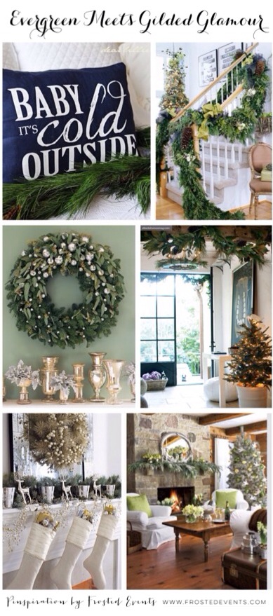 Christmas Ideas- Modern Holiday Decor- Evergreen and Black Stripes