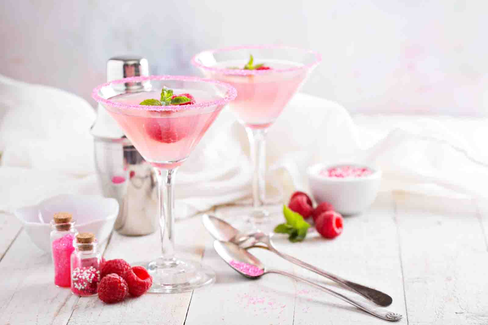 Valentine Cocktails- Raspberry Crush Sparkling Rosé Martini