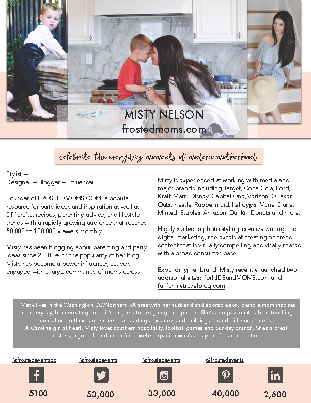 Lifestyle Blogger, Mom Blogger Misty Nelson  Frosted Moms @frostedevents 