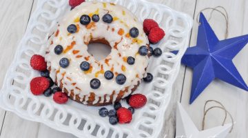 Fourth of July Desserts- Lemon Drizzle Cake Topped with Berries