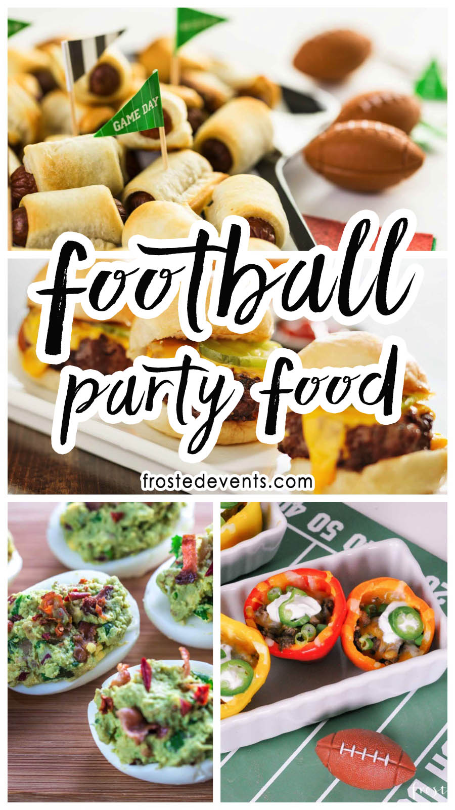 Football Party Food Snack Ideas and Party Appetizers for Super Bowl Party via frostedevents