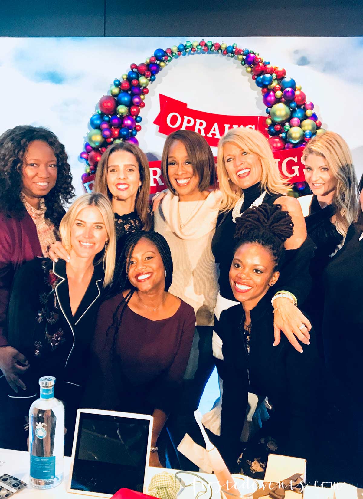 Oprah's Favorite Things 2017 party was last Thursday and I had the unbelievable opportunity to attend and reveal a very exciting secret I've been dying to share. Here's a look at what it's like to be a guest at the best holiday party ever!....  As an OMagazine Insider I get invited to participate in some pretty cool experiences. But never in my wildest dreams did I imagine that I would be invited to Oprah's Favorite Things party! Ya'll, I'm still completely in shock and covered in bruises from pinching myself about a million times. Oh, how I wish you could have seen the happy dance that I did when I opened the email invitation. It would be a viral video for sure. Something comparable to lottery ticket winners or Justin Beiber fans who find out they're going to get to meet the Biebs backstage. There was screaming, lots of screaming... and even tears of joy. Maybe wails of joy, sobs. Ok, I was a sobbing, wailing, ecstatic hot mess. It was truly that exciting! Here we are in the elevator on our way up to the party. I adore my  OMag Insiders tribe! It's such a wonderful group of inspiring ladies from all walks of life. They are creative, brilliant, funny, strong and successful as hell. But what really makes them special is the love and support they so generously share with each other. I'm so blessed to be a part of this family! My heart was racing as we made our way into the room. You could feel the buzz of excitement walking in, a mix of media and marketers, executives and a few celebrities too! Our fabulous elf Cara guided us to our table by the stage before giving us a mini tour of the party. A cocktail bar featuring Oprah's favorite tequila, Casa Dragones was serving up drinks at the back. Guests were taking pics with the life-size replica of the December O Magazine photo stand-in. I grabbed a cocktail, some nibbles from the delicious food spread and a cupcake (or two!) and mingled a bit before the show began. Gayle King and Adam Glassman were our hosts for the evening, taking the stage to reveal the list of holiday gifts Oprah hand selected for this years list. They uncovered the first box and explained why Oprah chose this gift and how she goes about choosing all the gifts. And then Adam said the magic words.... 