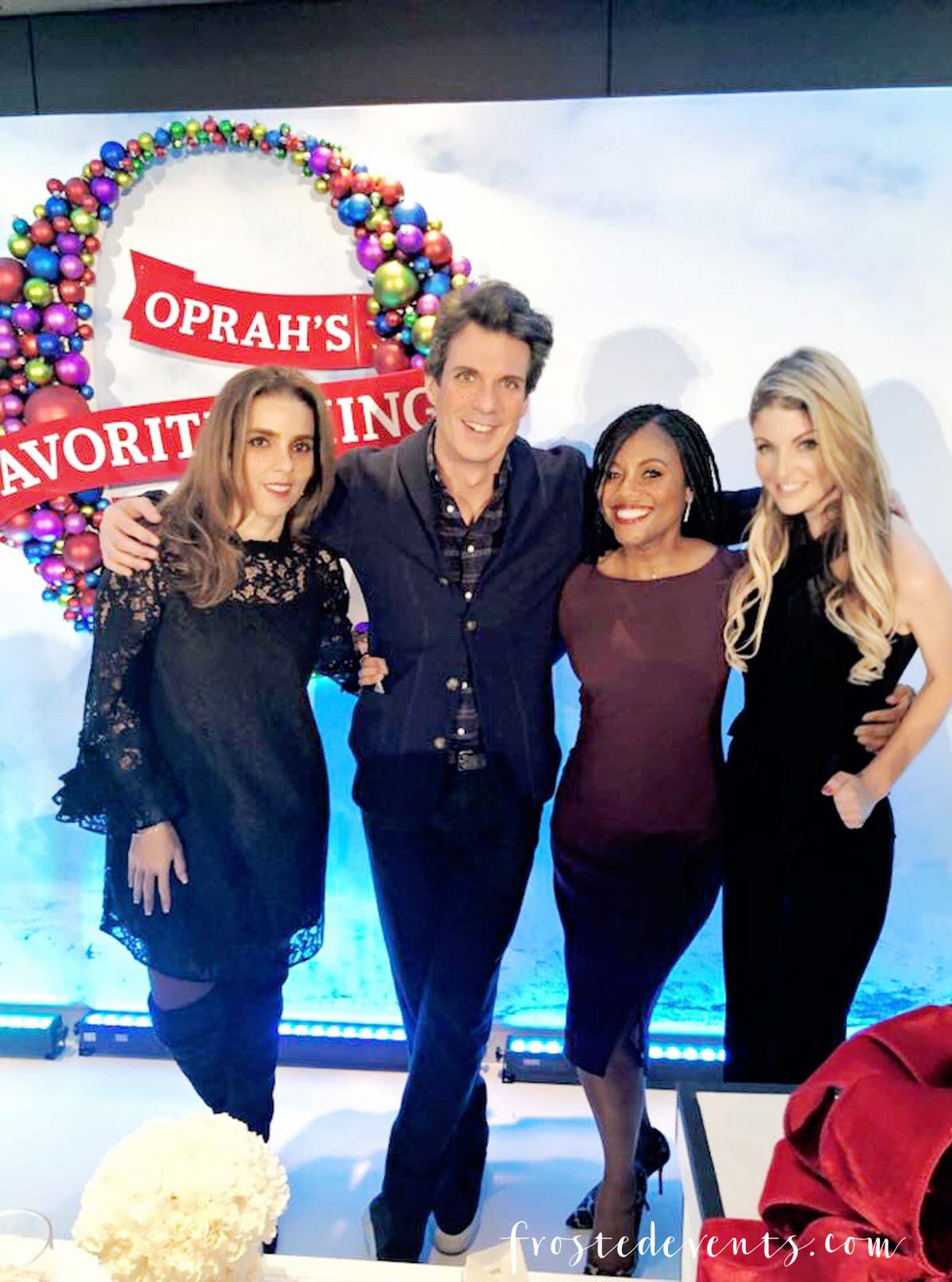 Oprah's Favorite Things 2017 party was last Thursday and I had the unbelievable opportunity to attend and reveal a very exciting secret I've been dying to share. Here's a look at what it's like to be a guest at the best holiday party ever!....  As an OMagazine Insider I get invited to participate in some pretty cool experiences. But never in my wildest dreams did I imagine that I would be invited to Oprah's Favorite Things party! Ya'll, I'm still completely in shock and covered in bruises from pinching myself about a million times. Oh, how I wish you could have seen the happy dance that I did when I opened the email invitation. It would be a viral video for sure. Something comparable to lottery ticket winners or Justin Beiber fans who find out they're going to get to meet the Biebs backstage. There was screaming, lots of screaming... and even tears of joy. Maybe wails of joy, sobs. Ok, I was a sobbing, wailing, ecstatic hot mess. It was truly that exciting! Here we are in the elevator on our way up to the party. I adore my  OMag Insiders tribe! It's such a wonderful group of inspiring ladies from all walks of life. They are creative, brilliant, funny, strong and successful as hell. But what really makes them special is the love and support they so generously share with each other. I'm so blessed to be a part of this family! My heart was racing as we made our way into the room. You could feel the buzz of excitement walking in, a mix of media and marketers, executives and a few celebrities too! Our fabulous elf Cara guided us to our table by the stage before giving us a mini tour of the party. A cocktail bar featuring Oprah's favorite tequila, Casa Dragones was serving up drinks at the back. Guests were taking pics with the life-size replica of the December O Magazine photo stand-in. I grabbed a cocktail, some nibbles from the delicious food spread and a cupcake (or two!) and mingled a bit before the show began. Gayle King and Adam Glassman were our hosts for the evening, taking the stage to reveal the list of holiday gifts Oprah hand selected for this years list. They uncovered the first box and explained why Oprah chose this gift and how she goes about choosing all the gifts. And then Adam said the magic words.... 