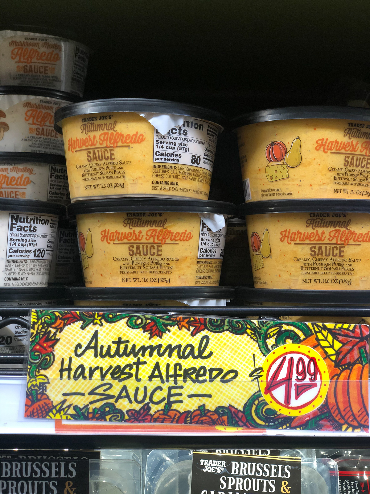 50+ Trader Joe's Pumpkin Favorites and Fall Eats - Autumnal Harvest Alfredo Sauce