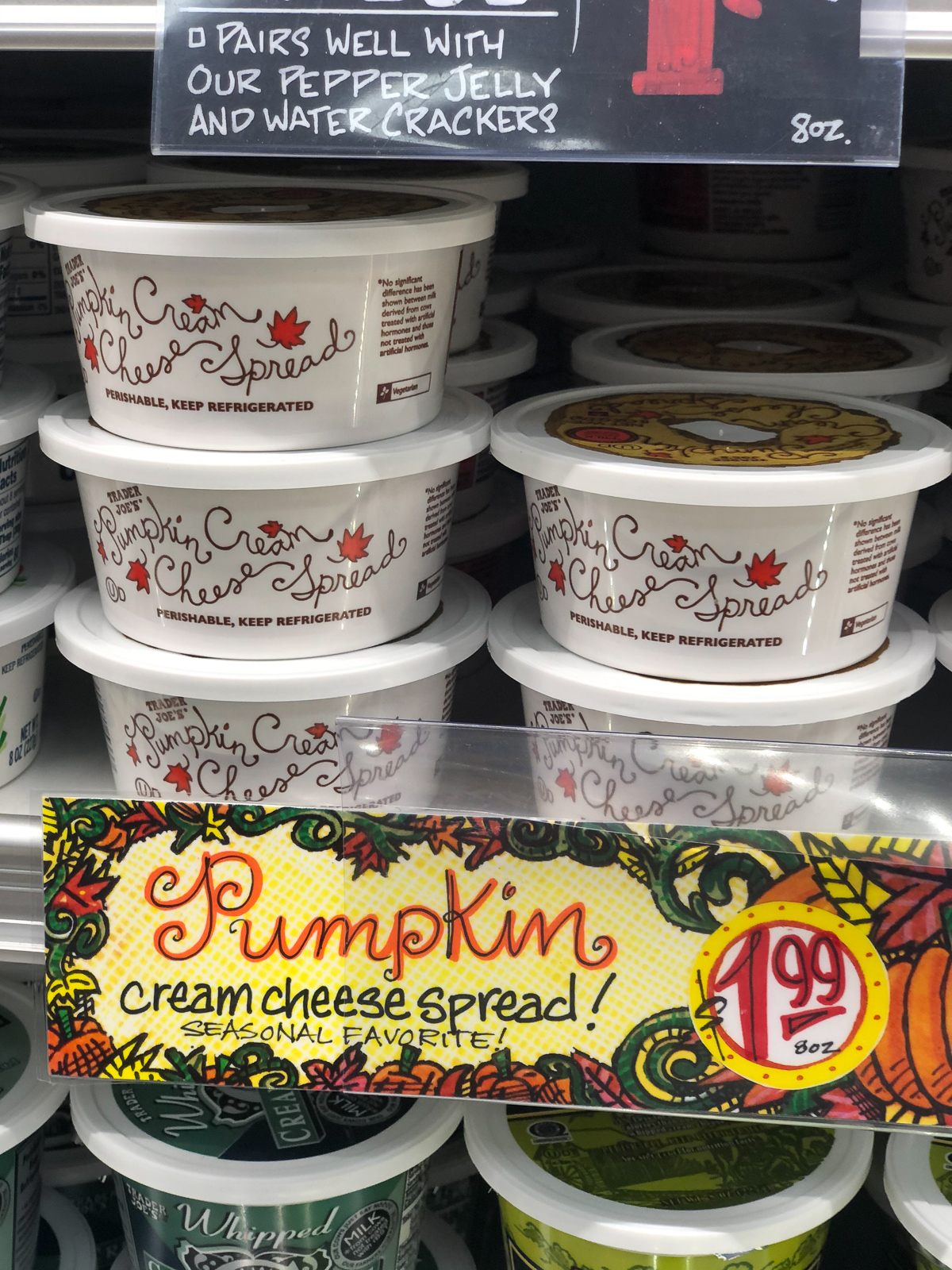 50+ Trader Joe's Pumpkin Favorites and Fall Eats - Pumpkin Cream Cheese Spread 