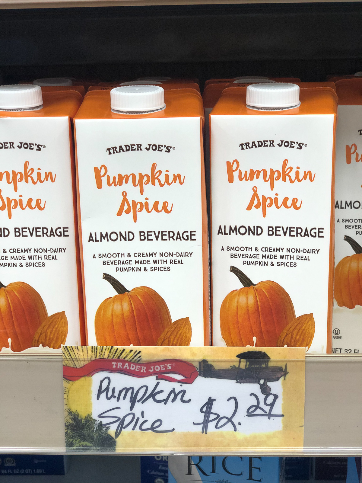 50+ Trader Joe's Pumpkin Favorites and Fall Eats - Pumpkin Spice Almond Beverage 