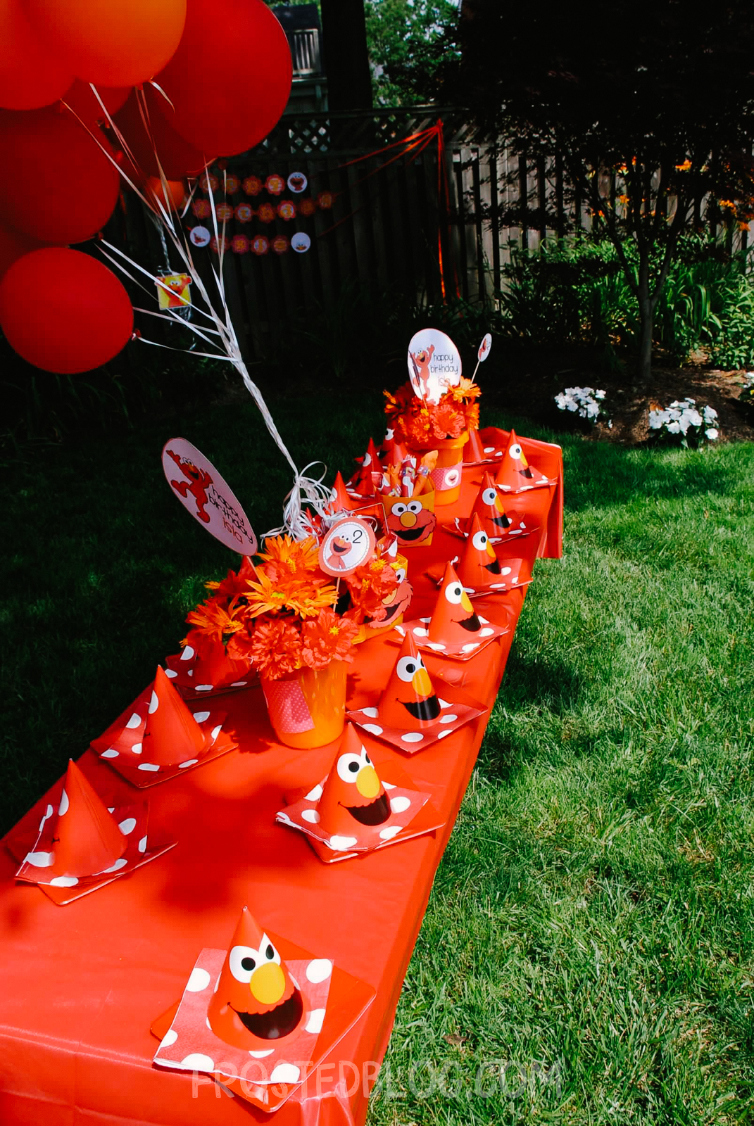 Elmo Birthday party by frostedevents  elmo party table decorations
