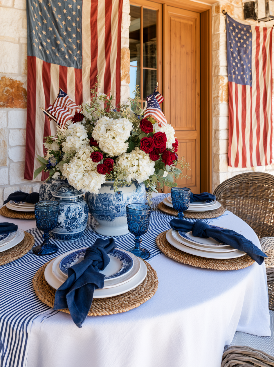 How to Set a Beautiful 4th of July Tablescape (The Blue and White Way to Do It Right)