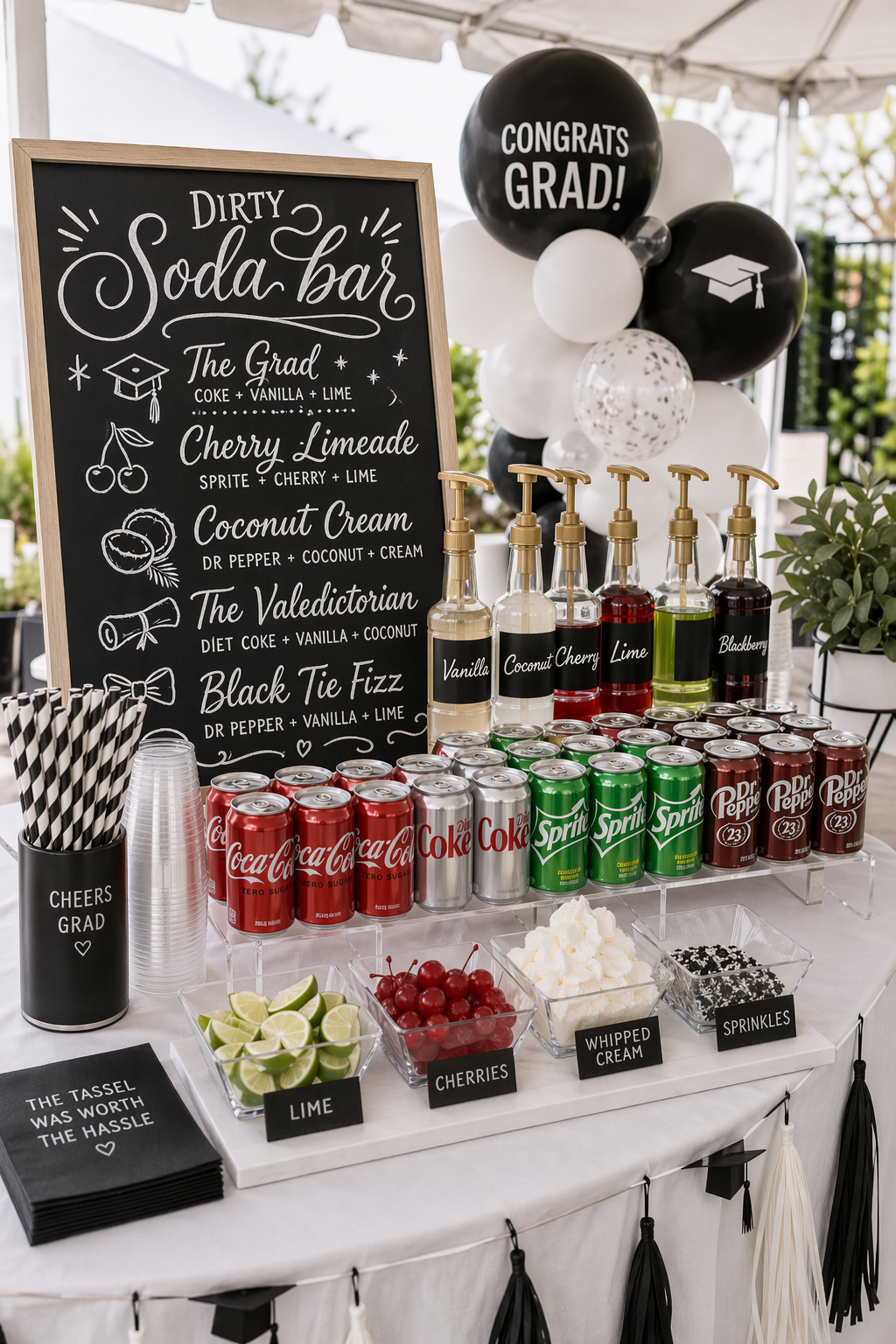 How to Set Up a Dirty Soda Bar for Graduation Party (Recipes and Setup Included)