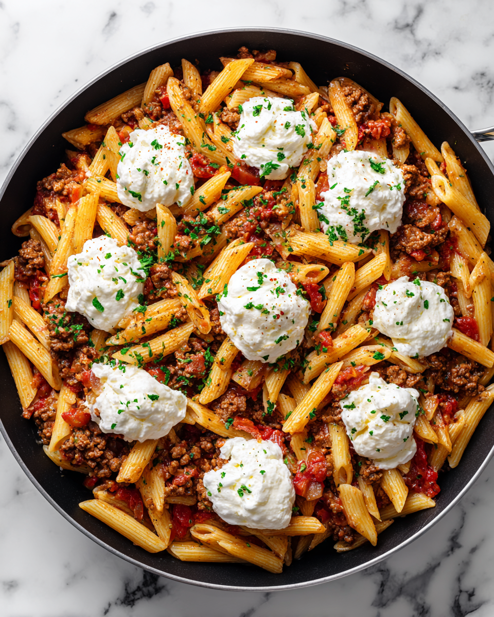 Penne with Meat Sauce and Burrata: The One-Pan Dinner That Feels Fancy