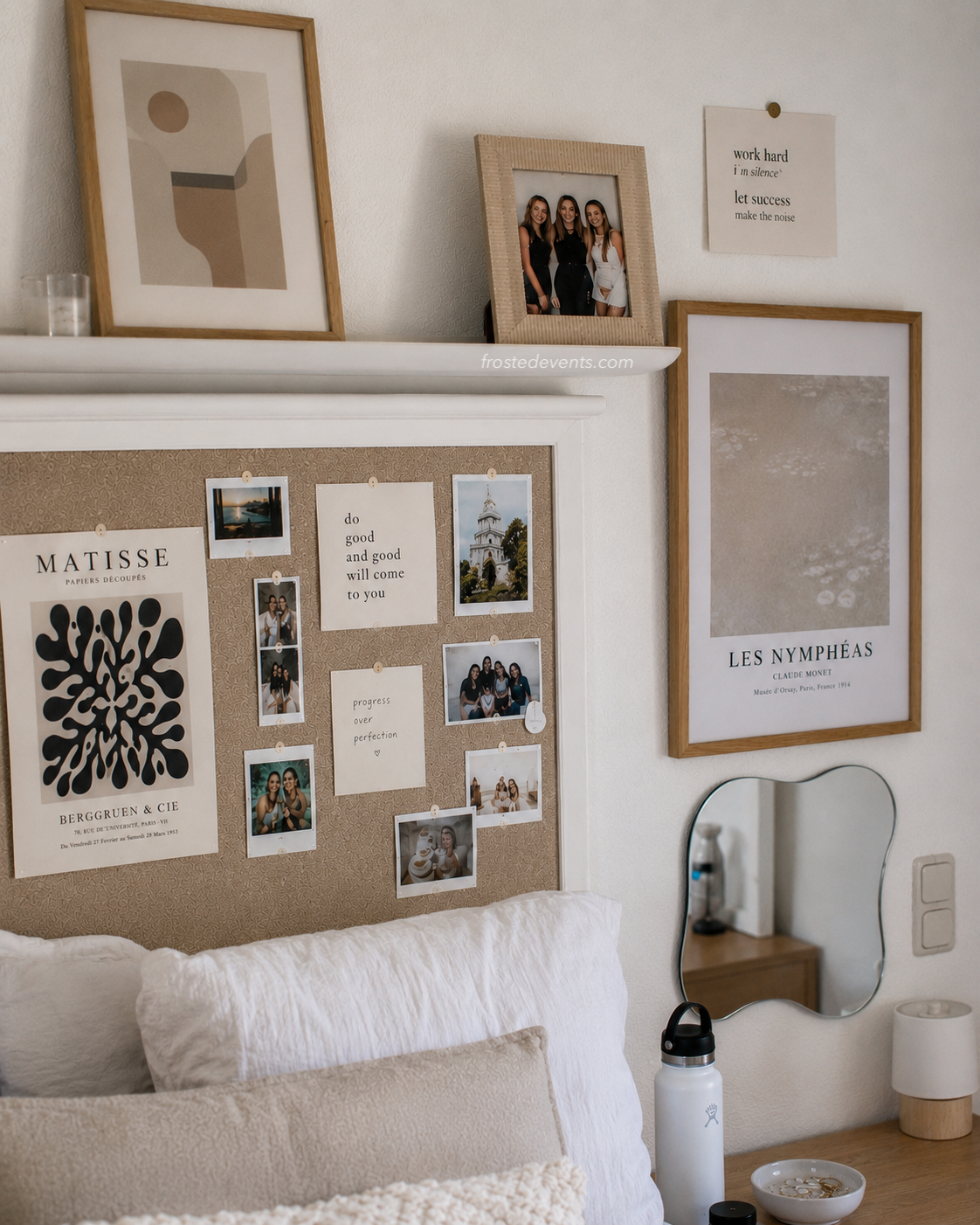 clean girl dorm room