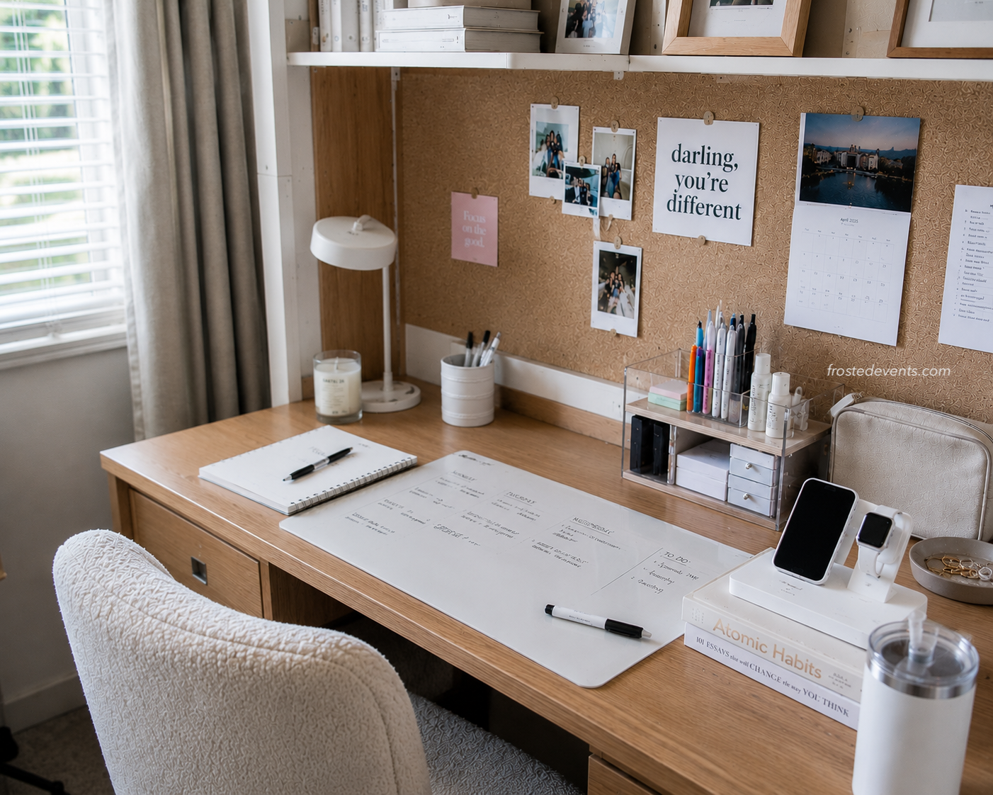 clean girl dorm room