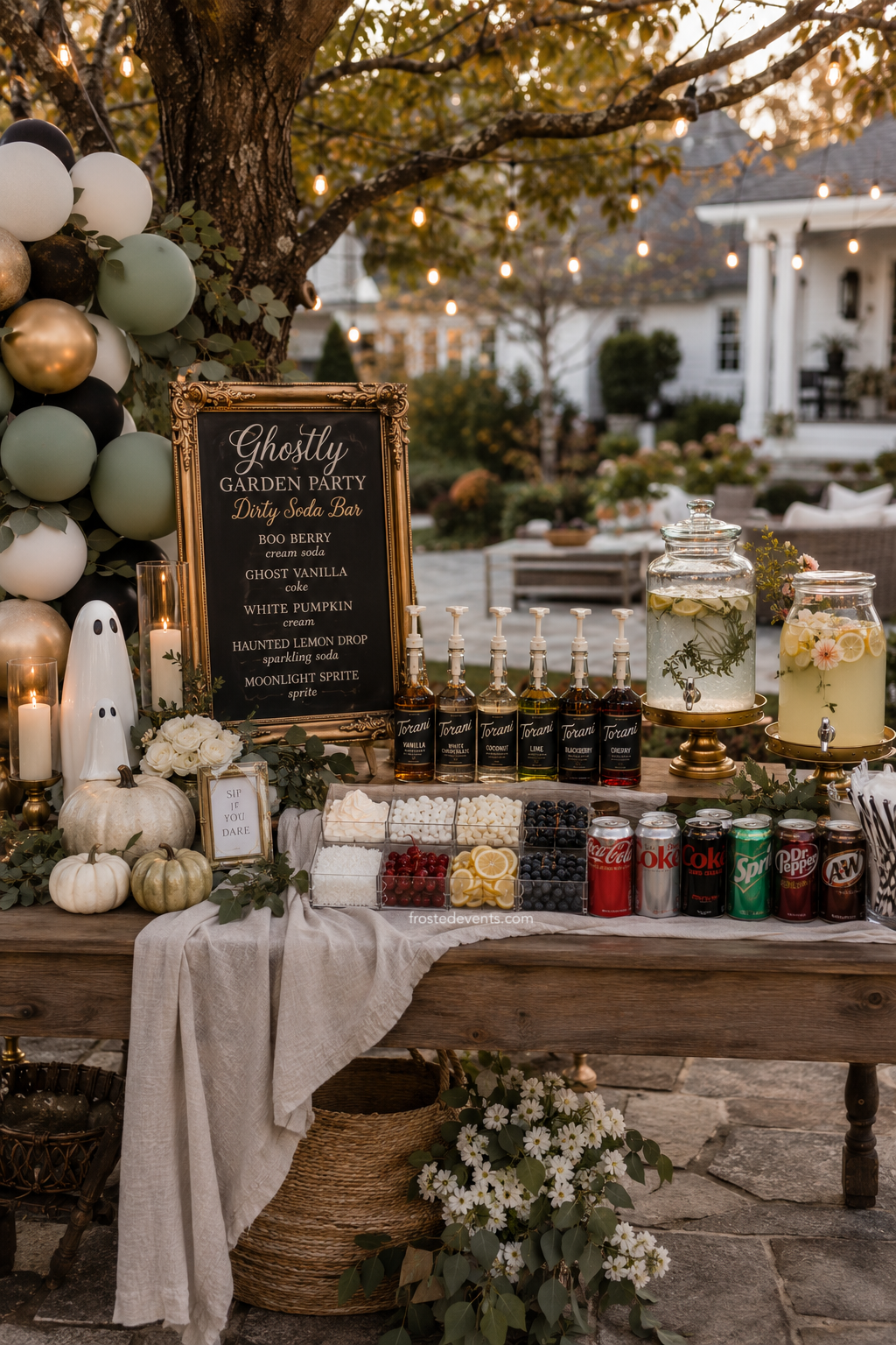 Ghostly Garden Party: How to Set Up an Elegant Halloween Dirty Soda Bar