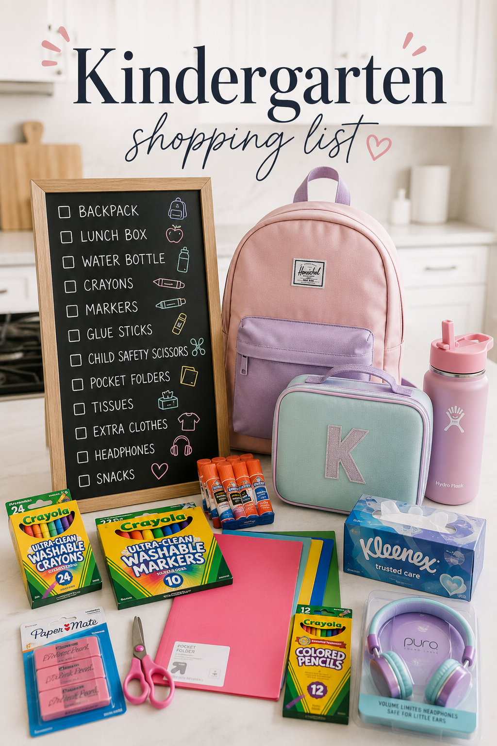 kindergarten shopping list